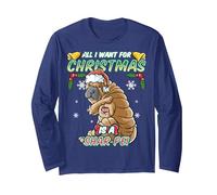 Tutto Quello Che Voglio per Natale è Un Cane di Babbo Natale Shar Pei X-mas Maglia a Manica, Unisex per Adulti, Navy, M