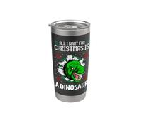 Tutto quello che voglio per Natale è un dinosauro Xmas Fun T Rex Bite Bicchiere termico in acciaio inox doppia parete