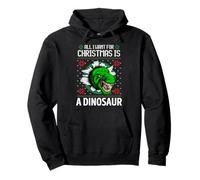 Tutto Quello Che Voglio per Natale è Un Dinosauro Xmas Fun T Rex Bite Felpa con Cappuccio