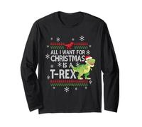 Tutto Quello Che Voglio per Natale è Un Simpatico Dinosauro T-Rex Maglia a Manica