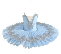 tutù da Balletto per Bambine, Il Lago dei cigni Ballerina tutù a Pancake, Abito da Balletto per Bambina, Costumi per Gare di Danza,Blu,170