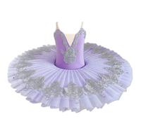 tutù da Balletto per Bambine, Il Lago dei cigni Ballerina tutù a Pancake, Abito da Balletto per Bambina, Costumi per Gare di Danza,Viola,160