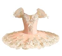 tutù da Balletto per Bambine, Il Lago dei cigni Ballerina tutù a Pancake, Abito da Balletto per Bambina, Costumi per Gare di Danza,Orange 1,140