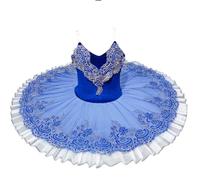 tutù da Balletto per Bambine, Il Lago dei cigni Ballerina tutù a Pancake, Abito da Balletto per Bambina, Costumi per Gare di Danza,Royal Blue,110