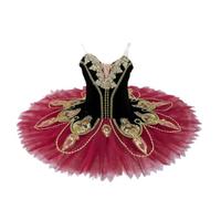 tutù da Balletto per Ragazze, Abito da Spettacolo tutù a Pancake Costume da Gara di Danza del Cigno,Rosso,150
