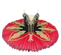 tutù da Balletto per Ragazze, Abito da Spettacolo tutù a Pancake Costume da Gara di Danza del Cigno,Red 1,170