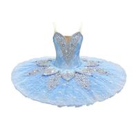 Tutù da danza bambina, stile Il lago dei cigni modello piatto pancake tutu | Abbigliamento da danza per ballerine, body senza maniche con spalline sottili, per concorsi di danza