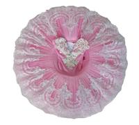 tutù da Danza Classica per Bambine, Modello Il Lago dei cigni, con Cinturino in Pizzo e Ricamo Canotta, Body da Ginnastica Costume Competizione di Danza Classica,Pink 2,140