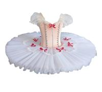tutù di Balletto Professionale per Ragazza Bianca, tutù di Pancake per Ballerine per Bambini Vestito da Balletto per Bambini Costume da Ballo del Lago dei Cigni,Bianca,100