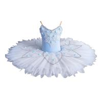 tutù di Balletto Professionale per Ragazza, Vestito da Competizione di Pattinaggio di Figura Blu Pancake Lago dei Cigni Tutu Costumi da Ballerina Costume da Ballo,Blu,150