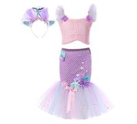 Tutu Dreams Memaid - Set di abiti da principessa in tulle, per ragazze, compleanni, Halloween, feste, ballerina, abbigliamento incantevole, scintillante, per carnevale, travestimento con volant