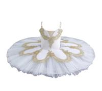 tutù Pancake Bianco per Bambine Abito da Danza Classica, Costume da Ballerina Professionale per Gare di Danza,A,160