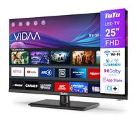 TuTu Smart TV 25 Pollici (64 cm) Full HD LED Televisori con Wi-Fi, Triplo Tuner (DVB-T/T2, DVB-C, DVB-S/S2), App Store, HDMI, USB, Modalità hotel, Piede Centrale (TUV25FQ1BC, 2024)