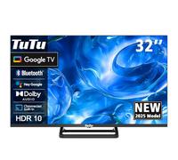 TuTu TUG32HQ1C Smart TV 32 Pollici, Google TV LED Televisori con Wi-Fi, Bluetooth 5.0, App Store, Triple Tuner (DVB-T/T2, DVB-C, DVB-S/S2), HDMI, USB, Base Centrale [2025]
