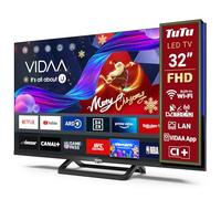 TuTu TUV32FN1B Smart TV 32 Pollici Full HD, LED Televisori con Wi-Fi, Bluetooth 5.0, App Store, Triple Tuner (DVB-T/T2, DVB-C, DVB-S/S2), HDMI, USB, Base Centrale [2024]