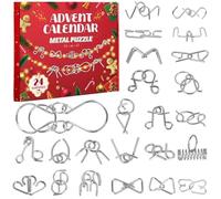 Tutukyle Calendario Dell'avvento Rompicapo 2025 per Bambini e Adulti 24 pz Metallo Puzzle Regalo di Natale Giocattoli Educativi Intelligenza per Ragazzi Ragazze