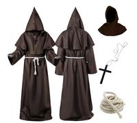 Tutukyle Costume da Monaco Medievale, Abito da Mago Medievale, Abito da Sacerdote Rinascimentale, Oggetti di Scena di Halloween Cosplay per Costumi in Maschera, Mardi Gras(L)