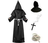 Tutukyle Costume da Monaco Medievale, Abito da Mago Medievale, Abito da Sacerdote Rinascimentale, Oggetti di Scena di Halloween Cosplay per Costumi in Maschera, Mardi Gras(XXL)
