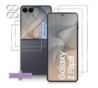TUTUO 2+2+2 Pezzi Compatibile con Samsung Galaxy Z Flip 8 Pellicola Protettiva + Anteriore 9H Vetro Temperato + Fotocamera Pellicola, Soft TPU Dentro Protezione Film, Anti-Scratch HD Protezione