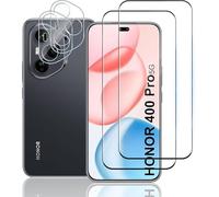 TUTUO Confezione da 2 + 2 pellicole protettive in vetro temperato compatibili con Honor 400 Pro + pellicola protettiva per obiettivo della fotocamera, antigraffio, senza bolle, HD, trasparente
