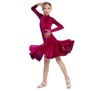 Tutús de Ballet Latino para Niñas, Vestidos de terciopelo navideños para Niñas, Vestidos de Rumba, Samba y Tango,Purple 1,140cm