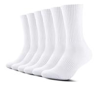 TUUHAW 6 Paia Calzini Uomo e Donna Sportivi Lunghe Cotone Sport Calzettoni con Buona Elasticità Alti Socks Calze Traspiranti Bianco 39-42