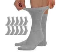 TUUHAW Calze Senza Elastico Uomo Per Diabetici 10 Paia Calzini Donna 47-50 Cotone Da Lavoro Grigio Lunghi Invernali Extra Larghi