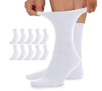 TUUHAW Calze Uomo Invernali Per Diabetici 10 Paia Calze Donna Calzini 47-50 Senza Elastico Cotone Da Lavoro Bianco Lunghi Invernali Extra Larghi
