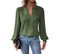 TUUHAW Camicia Donna Scollo a V Casual T-Shirt Boho Pois Svizzeri Verde M