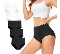 TUUHAW Confezione da 5 Mutande da Donna, in Cotone, a Vita Alta e Traspiranti 3 x Nero + 2 x Bianco XL
