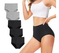 TUUHAW Confezione da 5 Mutande da Donna, in Cotone, a Vita Alta e Traspiranti 3 x Nero + 2 x Grigio M