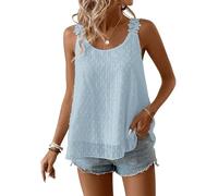 TUUHAW Donna Estivo Taglie Forti Boho Tank Top Senza Maniche Casual Camicetta Volant Elegante Canottiera Scollo Rotondo vestibilità Ampia Floreale Vintage Base Moda Maglie Pizzo Ricamato Blu 3XL