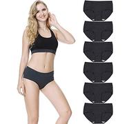 TUUHAW Mutande da Donna Midi Vita in Cotone Elasticizzato Pacco da 6 Grigio Scuro-2XL