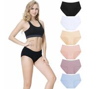 TUUHAW Mutande da Donna Midi Vita in Cotone Elasticizzato Pacco da 6 Multicolore-3-L