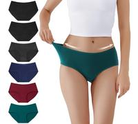 TUUHAW Mutande da Donna Midi Vita in Cotone Elasticizzato Pacco da 6 Multicolore-5-XS