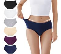 TUUHAW Mutande da Donna Midi Vita in Cotone Pacco da 6 Multicolore-4-L