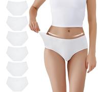 TUUHAW Mutande Donna Culotte Cotone Slip Midi Pacco da 6 Bianco-L