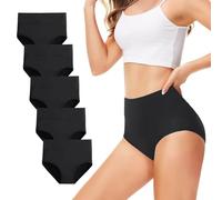 TUUHAW Mutande Donna Pacco da 5 Culotte Vita Alta Slip Cotone Mutantina Elastiche Pantaloncini Post Parto Taglia Nero 2XL