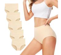TUUHAW Mutande Donna Pacco da 5 Culotte Vita Alta Slip Cotone Mutantina Elastiche Pantaloncini Post Parto Taglia Nudo L