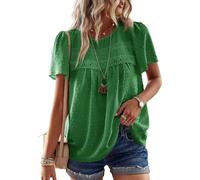 TUUHAW T-Shirt da Donna Pizzo Manica Corta Magliette Verde Kelly S