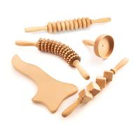 tuuli Accessories Maderoterapia, set massaggiatore in legno, rullo cellulite, dispositivo di drenaggio linfatico, tazza svedese