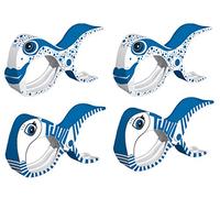 tuuli Accessories Summer Clips Mollette Spiaggia Asciugamano Sdraio Bagno Bucato Passeggino Accessori (2X Blu + 2X Pesce)