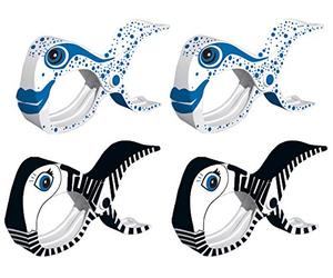 tuuli Accessories Summer Clips Mollette Spiaggia Asciugamano Sdraio Bagno Bucato Passeggino Accessori (2X Nero + 2X Bianco)