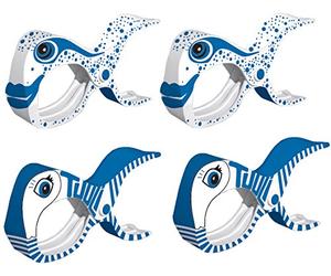 tuuli Accessories Summer Clips Mollette Spiaggia Asciugamano Sdraio Bagno Bucato Passeggino Accessori (2X Blu + 2X Bianco)