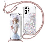 TUUT Cover per Samsung Galaxy S21 Ultra 5G con Cordino, Glitter Bling Liquido Custodia Sparkly TPU Silicone Protettivo Morbido Brillantini Quicksand Cellulare Cover con Cordoncino Case -Oro Rosa