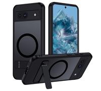 TUUTPU Cover Magnetica Cavalletto per Google Pixel 8A Comaptibile con Magsafe, Custodia Traslucido Opaco Schienale con Supporto Invisibile Antiurto Protezione Militare, Glassato Nero