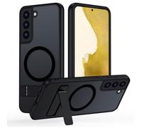 TUUTPU Cover Magnetica Cavalletto per Samsung Galaxy S22 Comaptibile con Magsafe, Custodia Traslucido Opaco Schienale con Supporto Invisibile Antiurto Protezione Militare, Glassato Nero