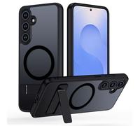 TUUTPU Cover Magnetica Cavalletto per Samsung Galaxy S25 Comaptibile con Magsafe, Custodia Traslucido Opaco Schienale con Supporto Invisibile Antiurto Protezione Militare, Glassato Nero