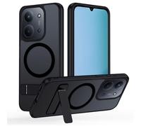 TUUTPU Cover Magnetica Cavalletto per Xiaomi Redmi 15C Comaptibile con Magsafe, Custodia Traslucido Opaco Schienale con Supporto Invisibile Antiurto Protezione Militare, Glassato Nero