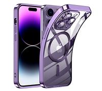 TUUTPU Cover Magnetica per iPhone 14 Pro Max, Custodia Comaptibile con Magsafe Trasparente Antiurto Protezione Copertura della fotocamera Non ingiallente Sottile Silicone Telefono Clear Case, Viola